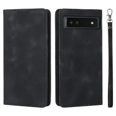 【新着商品】docomo 耐衝撃 カバー ストラップ softbank au 手帳型 ケース カード収納 ケース ケース スタンド機能 6a 6a Pixel フェイクレザー Pixel Google スエードの質感-ブラック グーグルピクセル6a Ｈａｖａｙのサムネイル