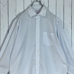 Brooks Brothers ブルックスブラザーズ ストライプ ポケット レギュラーカラー 長袖シャツ ワイシャツ ドレスシャツ 346 REGUAR FIT NON-IRON メンズ 16 2/3 L ホワイト ライトブルー コットン 20202968