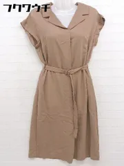 ◇ ◎ OPAQUE.CLIP ウエストベルト付き フレンチスリーブ 膝丈 ワンピース サイズM ベージュ系 レディース  【中古】 【1110080005754】