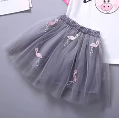子供ミニチュールスカート フラミンゴ  グレー色