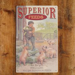 【1点限り】メタルサインプレート　SUPERIOR FEEDS　レトロ　アメリカン雑貨　看板　サインプレート
