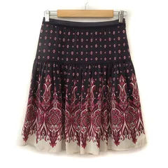 ペイトンプレイス PEYTON PLACE スカート フレア 総柄 ブレード シフォン M 紺 ネイビー