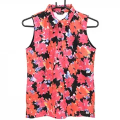 【超美品】リエンダスエルタ ノースリーブポロシャツ 黒×ピンク 花柄 レディース M ゴルフウェア rienda sueltaのサムネイル
