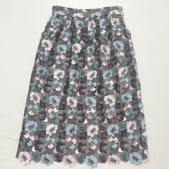 EPOCA　エポカ　総刺繍　花柄スカート　エンブロイダリー　ブラウン系　38　M