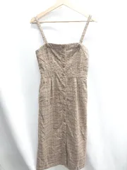 ◇ ⊇ LOWRYS FARM ローリーズファーム チェック 袖なし ロング ワンピース サイズL ブラウン レディース E  【1410100005512】