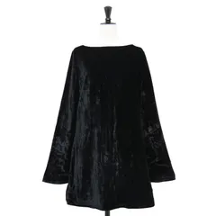 LOULOU STUDIO ルルスタジオ クラッシュ ワンピース ブラック 黒 サイズ:XS | ベルベット ミニ ワンピース / ドレス | 長袖 ボートネック ベルスリーブ | トップス【レディース】【中古】