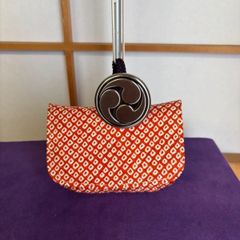 煙草入れ　三つ巴　根付　総絞り赤系　帯飾り　お祭り　お神輿　三社祭　和装小物　祭り小物