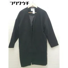 ■ E hyphen world gallery PEACE  ノーカラー 長袖 コート サイズFREE ブラック レディース  【中古】 【1103290001722】