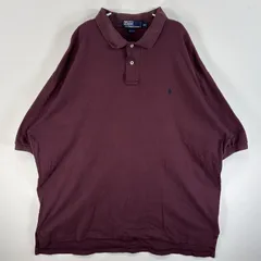 古着 90's/90年代 ポロバイラルフローレン Polo by Ralph Lauren 半袖 ポロシャツ ワンポイント ロゴ 刺繍 2ボタン 大きいサイズ XXL  ワインレッド 無地 メンズ