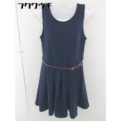 ◇ ◎ E hyphen world gallery ノースリーブ 膝丈 ワンピース サイズF ネイビー レディース 【中古】 【1106010007974】