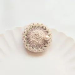 お花とコットンパールのブローチヘアゴム