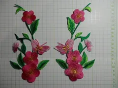 ワッペン　花　4　ピンク　1対のサムネイル
