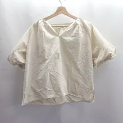 ◇ ⊂Φ AZUL BY MOUSSY Vスリットネック バルーンスリーブ 五分袖 カットソー サイズS アイボリー レディース E  【1411280038758】