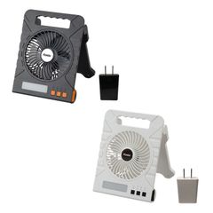 充電式ソーラーパワフルファン 小型 扇風機 USB充電 ソーラー充電 10,000mAh バッテリー スマホ充電 LEDライト付き タイマー付き 防災