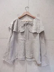 【美品】サマンサモスモス SM2 カットソー ビックカラーシャツ 長袖 麻 無地  グレー Fサイズ