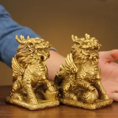 麒麟 銅製 置物 オブジェ 玄関 厄除け 縁起物 運気アップ 厄除 彫刻 開運 幸運 財運 金運 安産祈願 無病息災 子宝 健康運 インテリア リビング オフィス