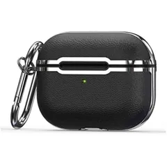 AirPods3 / AirPods 3 (2022)用 AirPods 第3保護ケース 耐衝撃 カラビナ付き ワイヤレス充電対応 おしゃれ ビジネス (ブラックx シルバー)