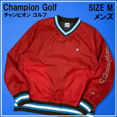 CHAMPION チャンピオンゴルフ Vネック 長袖ナイロンブルゾン レッド M