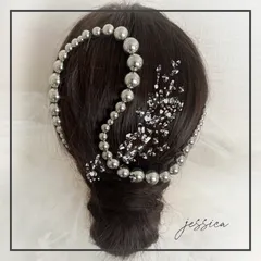 【数量限定】銀箔付ワイヤー入りボールチェーン❤︎シルバー　髪飾り成人式卒業式和装