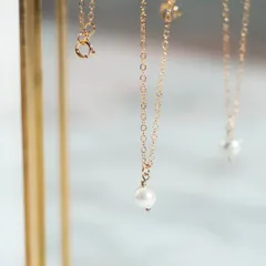 小さな淡水パールの14kgfネックレス　真珠　パール　ete agete nojess jouete 好きへ