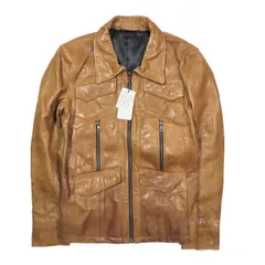 12AW ノーアイディー NOID アードラージャケット レザージャケット ラムレザー シングル ライダース ミドル丈 長袖 アウター ブラウン 3 メンズ のサムネイル