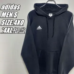 【US古着】adidas　アディダス　プルオーバーパーカー　メンズ　サイズ表記4XO　4XL相当　ブラック