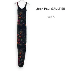 ジャンポールゴルチエ　パワーネット　タンクトップ　ロゴ総柄刺繍　ブラック ジャンポールゴルチエ パワーネット タンクトップ ロゴ総柄刺繍