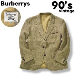 90sヴィンテージ バーバリー Burberrys ツイード くるみボタン シングル 2B テーラードジャケット 秋冬 グレー レディース ♪