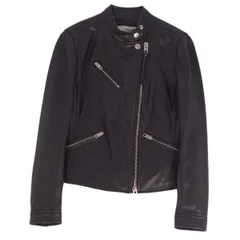 coachコーチ ラムレザージャケッ ト ブラック 中古・古着通販】COACH (コーチ) レザー トラッカー ジャケット