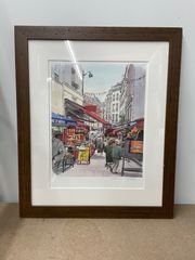 絵画　奥津国道 Kunimichi Okutsu 『マルシェ・ムフタールの賑わい』