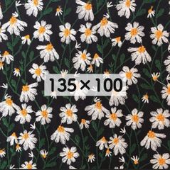 デイジー　刺繍生地　130×100  黒