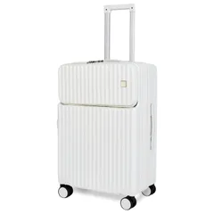 【新着商品】[Ashard] キャリーケース スーツケース 機内持ち込み フロントオープン ジッパー ピュアPC材質 超軽量 大容量 人気 頑丈 可愛い キャリーバッグ TSAロック搭載 耐衝撃 静音 360度回転 旅行 ビジネス 出張 (Sサイズ/1-3泊/