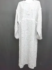 ◇ Bab バブ ミックスカラー パイピング 長袖 ロング ワンピース サイズM グレー ホワイト系 レディース P  【1407260020059】