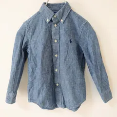 【Ralph Lauren】ラルフローレン　ブルー系　4/4T　長袖シャツ　デニムシャツ　綿１００　ワンポイント　カジュアル