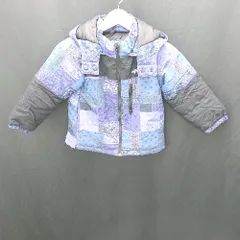 ◇ ⊇ BREEZE キッズ ペイズリー柄 フード取り外し可能 長袖 ダウンジャケット サイズ120 ブルー系 ブラック 男の子 E  【1501160026217】