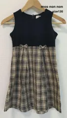 moo non non オリジナルチェック柄リボン付きワンピース