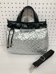 ハンドメイド＊2WAYバッグ キルティング シルバーハート(825)