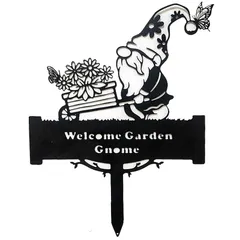 【新品】 Silver & Style ガーデニング 雑貨 ウェルカム ボード アイアン プレート 妖精 ノーム オブジェ ガーデンピック (パターンA)