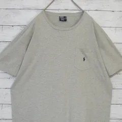 90s Polo Ralph Lauren ポロラルフローレン ワンポイントポニー刺繍ロゴポケット クルーネック 半袖Tシャツ ポケT メンズ L グレー ネイビー 20201207