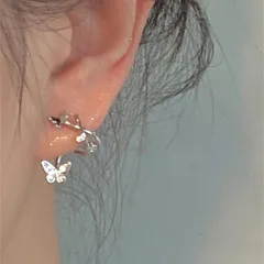 イヤーカフ クリップ イヤリング ノンホール 蝶 シルバー 普段使い パーティー