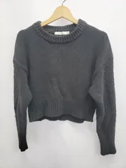 ◇ ⊇ MOUSSY マウジー コットン混 長袖 ニット セーター サイズF ブラック レディース E  【1505290027984】