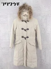 ■ ◎ ROPE ロペ ラクーンファー付き ジップアップ ダウン コート サイズ7 ベージュ レディース  【1002801207366】