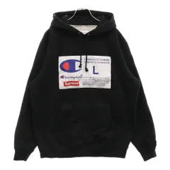 SUPREME (シュプリーム) 18AW ×Champion Label Hooded Sweatshirt チャンピオン ラベル フーディー スウェットプルオーバーパーカー ブラック