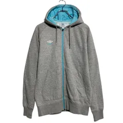 UMBRO ロゴスウェット パーカー アンブロ S グレー フルジップ 裏起毛 古着卸 アメリカ仕入 a612-5053