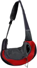 JUSTVEL 犬 抱っこ紐 ペットスリング メッシュ 通気性 小型犬 散歩革命 バッグ 猫 ショルダーバッグ 飛び出し防止 抱っこキャリー ドッグスリング 散歩用(レッドSサイズ)