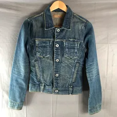 ヤヌーク YANUK デニムジャケット Gジャン ロゴボタン ヴィンテージ加工 ダメージ加工 インディゴ ブルー系 Pサイズ 922116