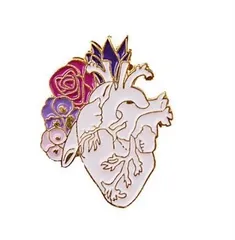 心臓 ブローチ ホワイト 薔薇 ユニセックス ユニーク かわいい 臓器 身体 ナチュラル カジュアル ペア ギフト 贈り物 贈りもの ハート 臓器 新品