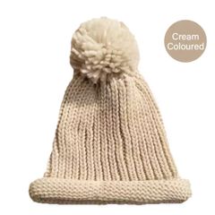 【即納】新品 キッズ アイボリー ぽんぽんニット帽 こども帽子クリーム韓国子供服