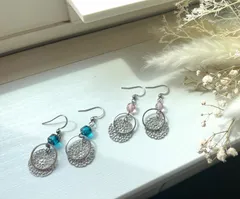 （金属アレルギー対応）チェコガラスビーズのピアス2種セット /パーツ無料付け替え