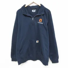 XL/古着 カーハート Carhartt 長袖 ハーフジップ スウェット メンズ ALLEGION 襟付き 紺 ネイビー 25mar03 中古 スエット トレーナー トッ